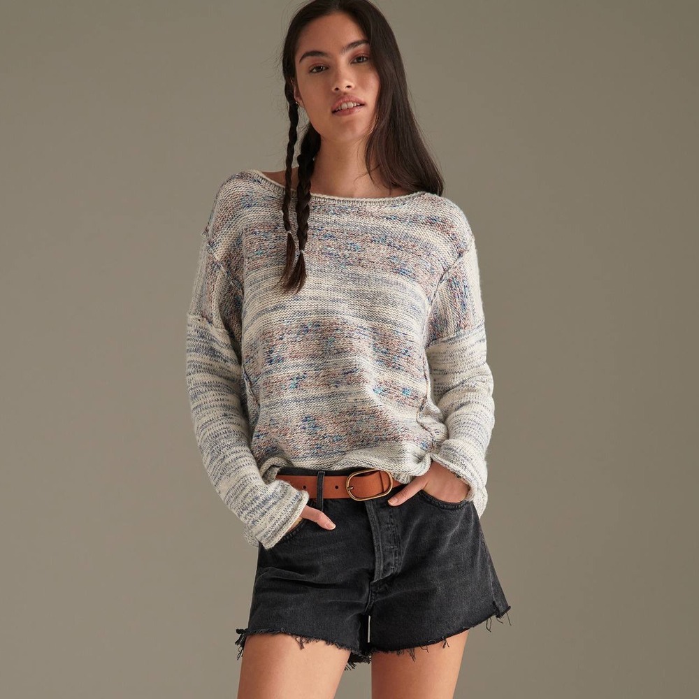 Pilcro Anthropologie Sloane Striped Sweater Womens XS Multi Color Boho Slouchy